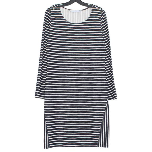 Elsie & Zoey Dress Shift Terry Nautical Minimalist Coastal Preppy Blue Size L/XL - Picture 1 of 7